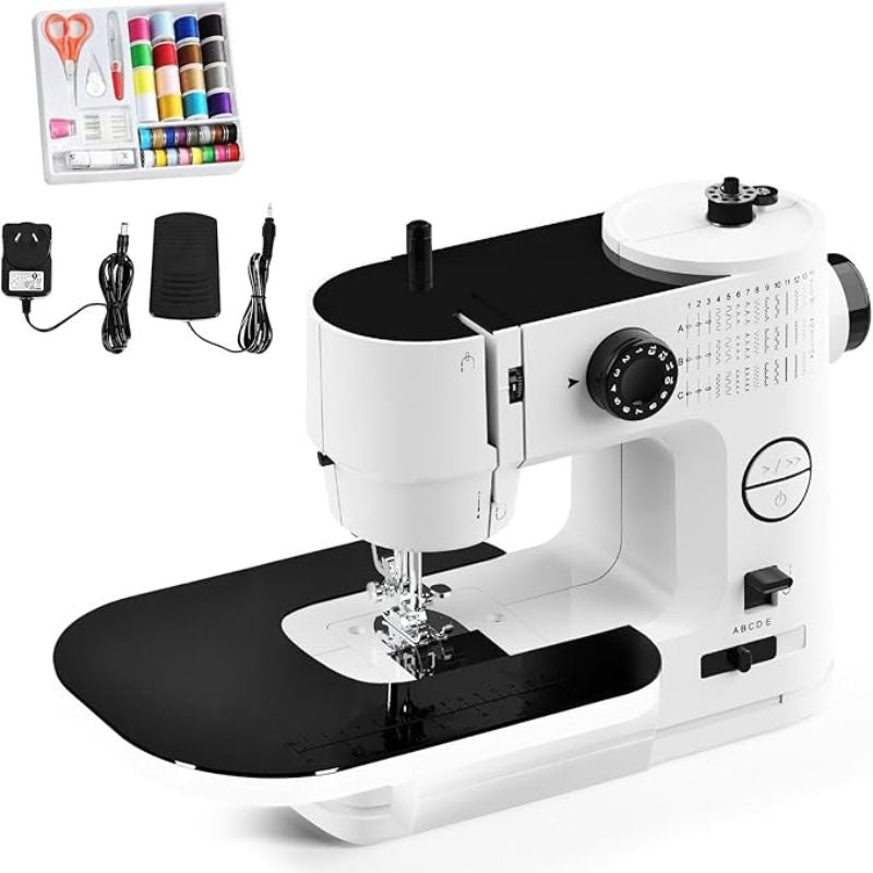 Sewing Machine,12 Stitch Portable Electric Mending Machine for Home Travel DIY Beginners with Light and Extension Table
